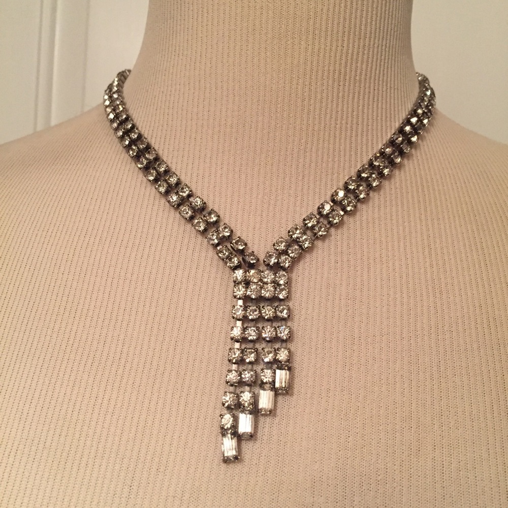 NECKLACE CHOKER STATEMENT RHINESTONES SPARKLE VINTAGE